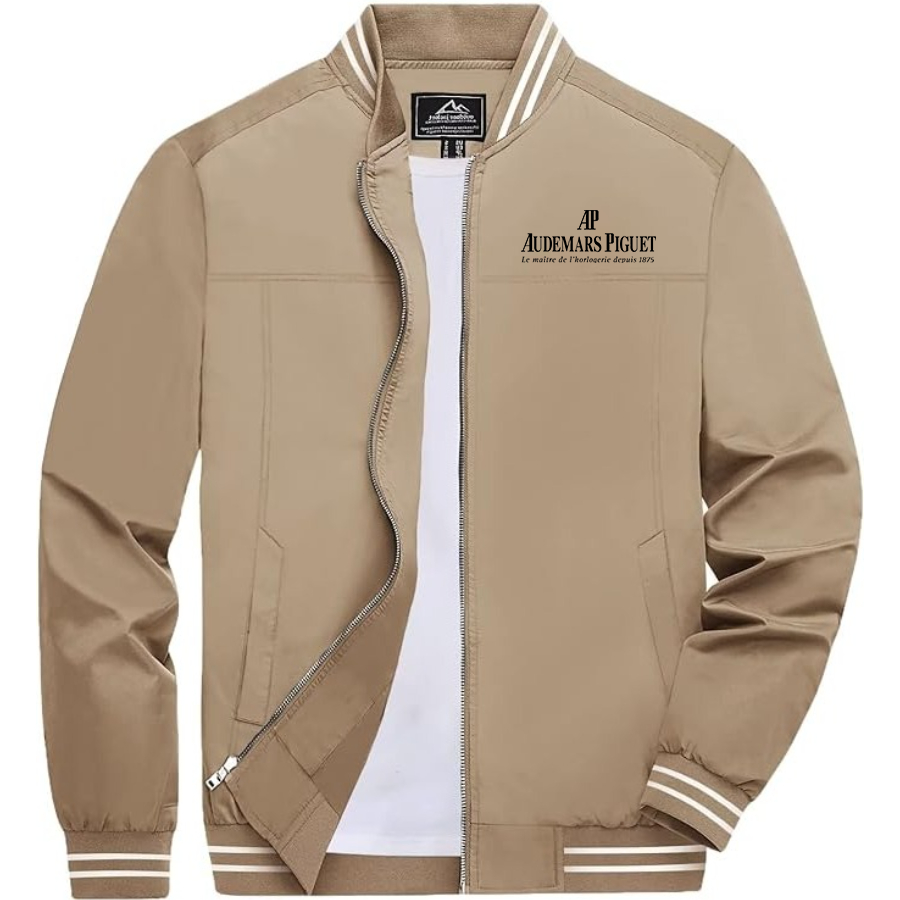 Men's Audemars-Piguet  Lightweight Zip-Up Bomber Jacket Ribbed Collar and Cuffs Outerwear